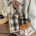 Miniatyrbilde 1 av 10: Damehåndveske Tote Bag GRÅ KNAPP KNAPP grey button-button