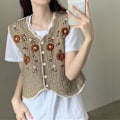 Miniatyrbillede 9 af 9: Vest Top Strikket Hæklet Vest KAFFE coffee
