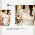 Pikkukuva 10 / 10: Naisten lyhythihainen T-paita Lace Edge Pusero WHITE M White M