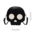 Miniatyrbillede 2 af 10: Læder skuldertaske Skull Crossbody taske SORT Black