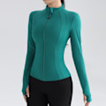 Miniatyrbillede 1 af 10: Sports Langærmet Ydertøj Fitness Stand Up Collar Top LAKE Lake Blue M