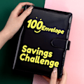 Pikkukuva 10 / 10: 100 Days Savings Challenge Savings Money Binder MUSTA Black