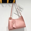 Pikkukuva 1 / 10: Crocodile Pattern Olkalaukku PU-nahkainen Crossbody-laukku PINK pink