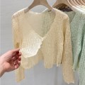 Miniatyrbilde 5 av 7: Hollow Out Bluser Strikk Topper APRIKOS Apricot