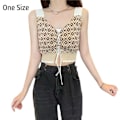 Miniatyrbilde 2 av 10: Printed Knitted Camisole Crop Top APRIKOS for kvinner Apricot