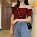 Miniatyrbillede 7 af 10: Off-shoulder bluser One-line skulderhals GUL yellow