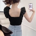 Miniatyrbillede 4 af 10: Dame tanktop strikket ærmeløs rem SORT Black