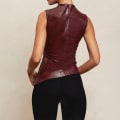 Miniatyrbild 7 av 10: Mode Asymmetrisk Top Läder Ruched Väst WINE RED XL Wine Red XL