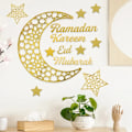 Miniatyrbillede 6 af 6: Ramadan Kareem Mirror Wall Stickers Moon Star DIY Eid Mubarak Black