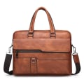 Miniatyrbillede 4 af 9: Mænd dokumentmappe Business PU Messenger Bag MØRKEBRUN Dark Brown