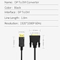 Miniatyrbilde 6 av 10: DP til DVI 24+1-kabel DisplayPort-adapter 1.8m