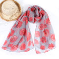 Miniatyrbilde 1 av 10: Poppy Print skjerf Poppy Floral Sjal GRÅT Grey