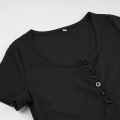 Miniatyrbillede 4 af 10: Kortærmede Crop Tops SORT M Black M