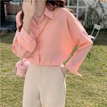 Miniatyrbillede 4 af 10: Langærmet bluse dameskjorte ORANGE PINK M Orange Pink M