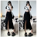 Pikkukuva 5 / 10: Split Denim -hame A-linjainen hame MUSTA XL Black XL