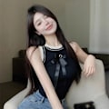 Miniatyrbillede 5 af 10: Kvinders ærmeløs camisole strikket ærmeløs top SORT black