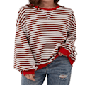 Miniatyrbillede 1 af 7: Dame oversize sweatshirt langærmet skjorte RØD L red L