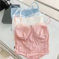 Miniatyrbild 9 av 10: Sexig spets Camisole Blommig Strap Topp SVART black