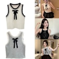 Miniatyrbillede 3 af 10: Kvinders ærmeløs camisole strikket ærmeløs top SORT black