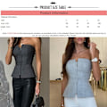 Miniatyrbillede 10 af 10: Slank lynlås Crop Top Ærme Tank Top SORT M Black M