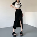 Pikkukuva 1 / 10: Split Denim -hame A-linjainen hame MUSTA XL Black XL