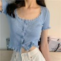 Pikkukuva 1 / 10: Pitsi T-paita Crop Top SININEN Blue