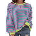 Miniatyrbillede 1 af 7: Langærmet sweatshirt i overstørrelse til kvinder PINK M pink M