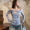 Miniatyrbillede 6 af 10: Tie Dye Mesh langærmet T-shirt Vintage Hottie cropped toppe L L
