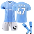 Miniatyrbild 1 av 2: Manchester City Hemma Fotbollströja Barn 23-24 Nr 47 Foden XXL