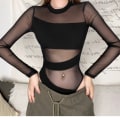 Miniatyrbillede 9 af 10: Gennemsigtig Mesh Top Cut-out Base Onesie M M