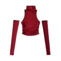 Miniatyrbilde 1 av 10: Turtleneck Suspender Crop Top WINE RED XL wine red XL