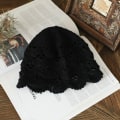 Miniatyrbillede 3 af 10: Håndlavet Blomsterhæklet Hat Håndhæklet Pullover Hat SORT black