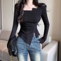 Miniatyrbilde 1 av 10: Uregelmessig T-skjorte Cropped Top SVART XL Black XL