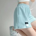 Miniatyrbillede 1 af 10: Dame vaffelshorts Højtaljede sportsshorts BLÅ L blue L
