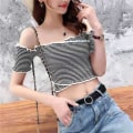 Miniatyrbilde 4 av 10: Short SleeveT-skjorter Tube Top HVIT HVIT White