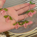 Miniatyrbillede 6 af 7: Halskæde Strawberry Chain Strawberry Halskæde Clavicular Chain