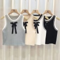 Miniatyrbilde 7 av 10: Ermeløs camisole for kvinner strikket ermeløs topp APRIKOS apricot
