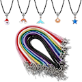 Miniatyrbilde 7 av 8: 50 Stk Halskjede String Tau Lær Vokset Cord Chain SVART Black