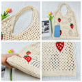 Miniatyrbillede 8 af 8: Strikkede håndtasker Hæklet Tote Bag Skuldertaske Apricot