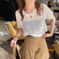Miniatyrbillede 2 af 8: Hollow Out Bluser Strik Toppe KAFFE Coffee
