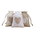 Miniatyrbillede 3 af 8: 5 Stk Jute Snøreposer Snøre linned Tasker HVID 10X14CM white 10x14cm