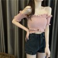 Miniatyrbillede 8 af 10: Off-shoulder bluser One-line skulderhals RØD red