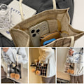 Miniatyrbilde 2 av 10: Damehåndveske Tote Bag KHAKI KNAPP KNAPP khaki button-button