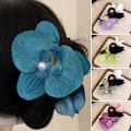 Miniatyrbild 8 av 9: Orchid Butterfly Hårklämma Bow Blomma Hårklämmor 3 3 3