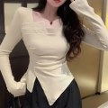Miniatyrbilde 3 av 10: Uregelmessig T-skjorte Cropped Top WHITE M White M