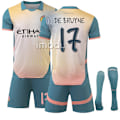 Miniatyrbillede 1 af 4: 2024-2025 Manchester City Udebanefodboldtrøje til Børn med Strømper NR. 17 De Bruyne 22