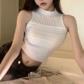 Miniatyrbilde 5 av 10: Hul Sexy Topp Strikket Topp SVART Black