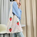 Miniatyrbillede 5 af 8: Strikkede håndtasker Hæklet Tote Bag Skuldertaske Apricot