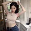Miniatyrbild 10 av 10: Slim-fit topp med dragsko med rund hals Crop Top S S