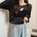 Miniatyrbillede 7 af 10: Udhulede bluser Fishnet Pullover KHAKI khaki